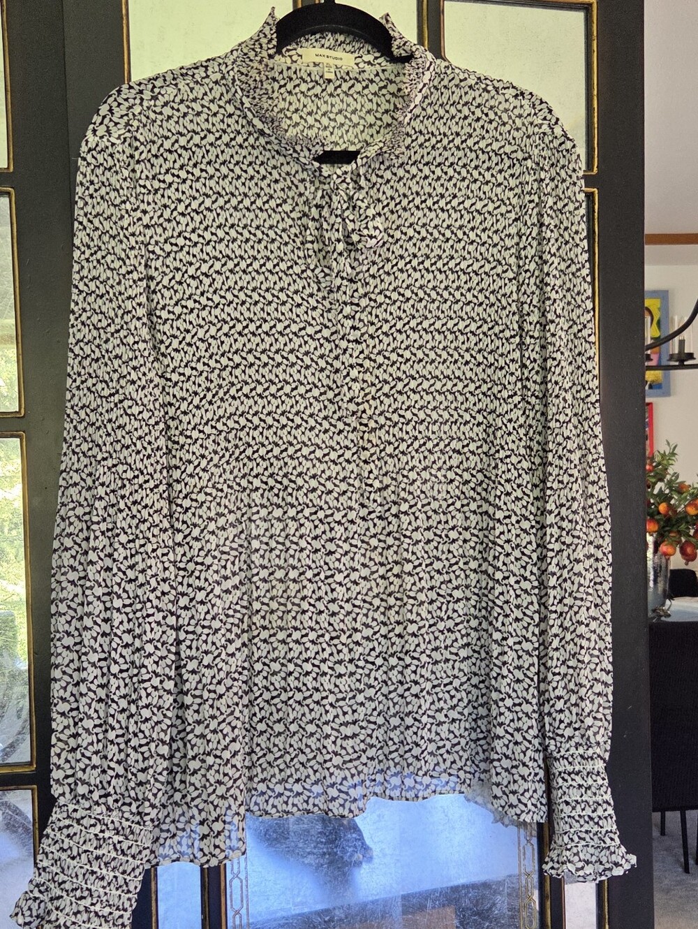 Max Studio Black and White Printed Blouse